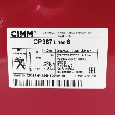 Расширительный бак 6л резьба M14 (для Baxi) CIMM Италия